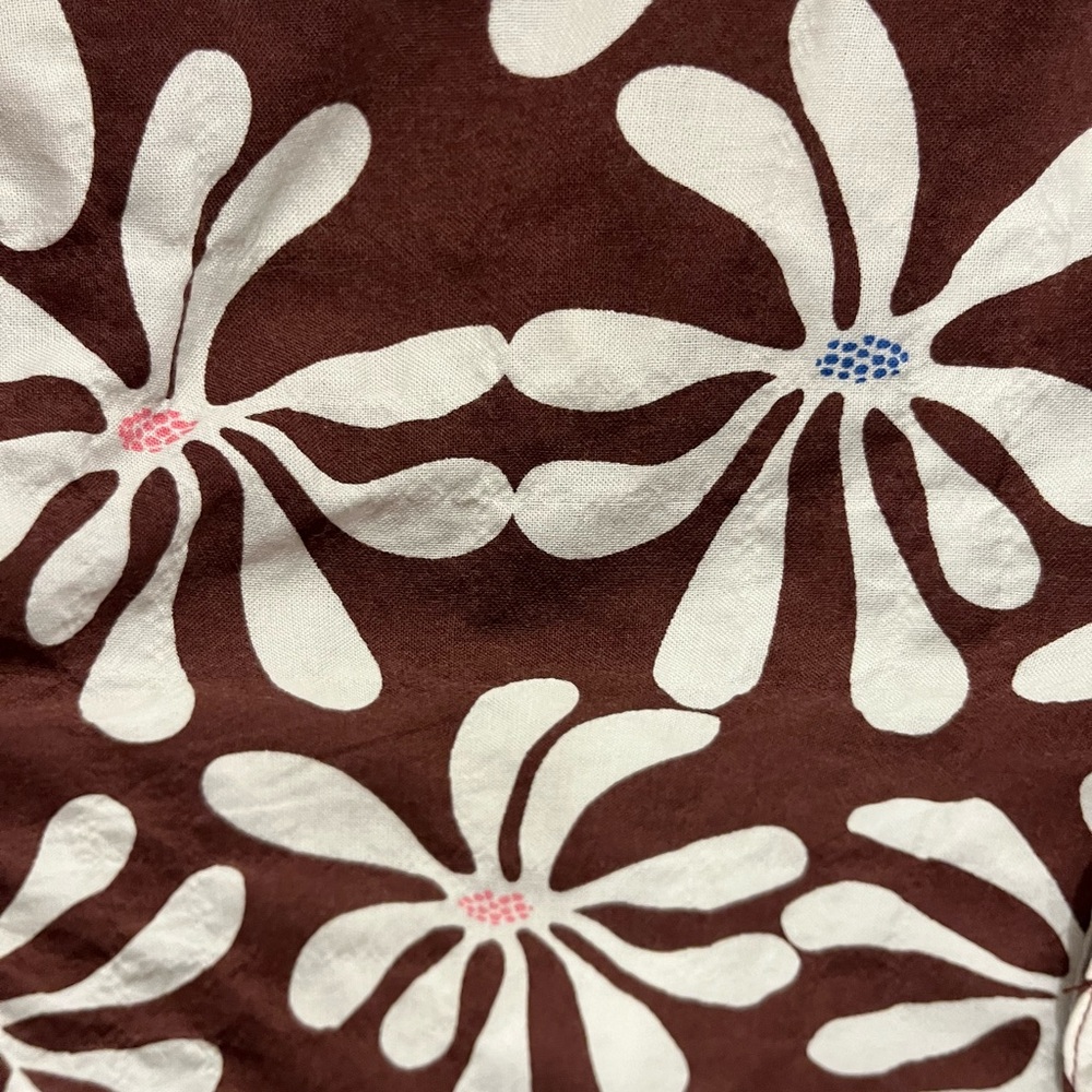 J. McLaughlin Floral Brown White Button Down Textured Shirt size S - Picture 7 of 13